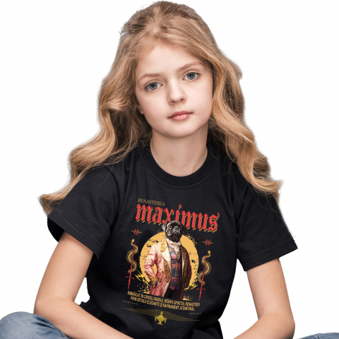 Tricou Copii cu Animal In Costum Medieval, Portret, Peronalizata cu Numele si Poza Animalului Tau cu imprimeu pe Fata, 100% Bumbac, Negru, 12 Ani [1]