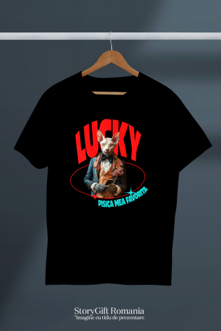 Tricou Copii cu Animal in Costum Regal, cu Manusi si Telefonul in Mana, Peronalizata cu Numele si Poza Animalului Tau cu imprimeu pe Fata, 100% Bumbac, Negru, 10 Ani [2]