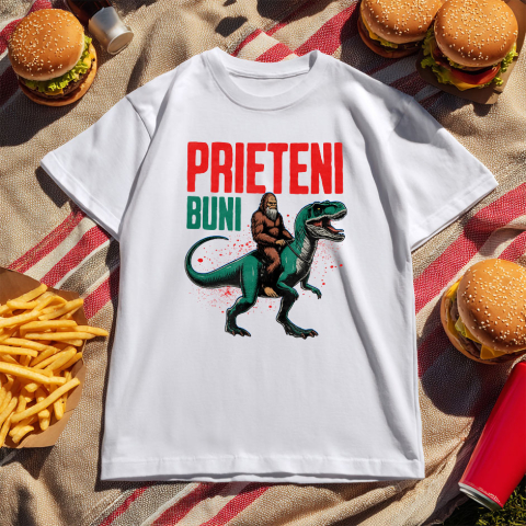 Tricou Femei, Barbati, Copii, Fata, Baiat, Unisex Personalizat Bigfoot Călărind T-Rex - Prieteni Buni - Costum și Cadou Aventură pentru Copii [4]