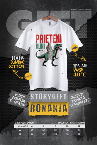 Tricou Femei, Barbati, Copii, Fata, Baiat, Unisex Personalizat Bigfoot Călărind T-Rex - Prieteni Buni - Costum și Cadou Aventură pentru Copii [3]
