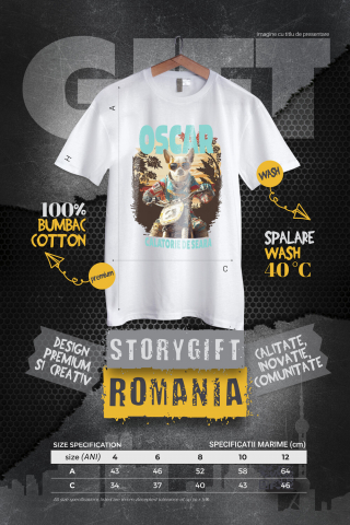 Tricou Copii cu Animal Pe Motocicleta, Enduro, Motocross, Peronalizata cu Numele si Poza Animalului Tau cu imprimeu pe Fata, 100% Bumbac, Alb, 4 Ani [3]