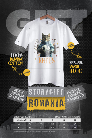 Tricou Copii cu Animal Portar, Fotbal, Joc de Echipa, Peronalizata cu Numele si Poza Animalului Tau cu imprimeu pe Fata, 100% Bumbac, Alb, 4 Ani [3]