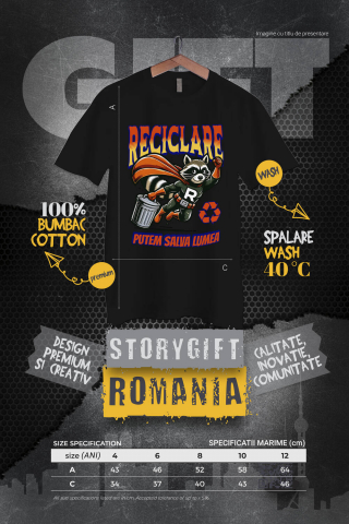 Tricou Femei, Barbati, Copii, Fata, Baiat, Unisex Personalizat "Animal Super-Eroul Reciclare - Produse Personalizate pentru Familie și Copii" [3]