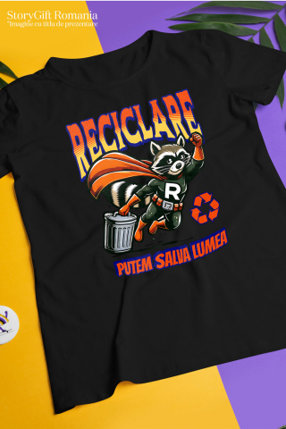 Tricou Femei, Barbati, Copii, Fata, Baiat, Unisex Personalizat "Animal Super-Eroul Reciclare - Produse Personalizate pentru Familie și Copii" [2]