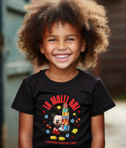 Tricou Copii cu Aniversare Mickey Mouse – Cadouri Haioase pentru Copii 100% Bumbac, Negru, 4 Ani [3]