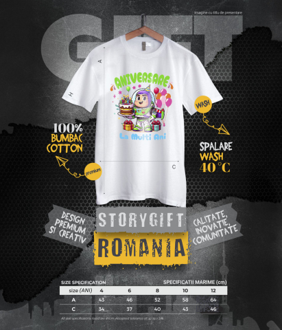 Tricou Copii cu Aniversare Stelara cu Buzz Lightyear 100% Bumbac, Alb, 12 Ani [5]