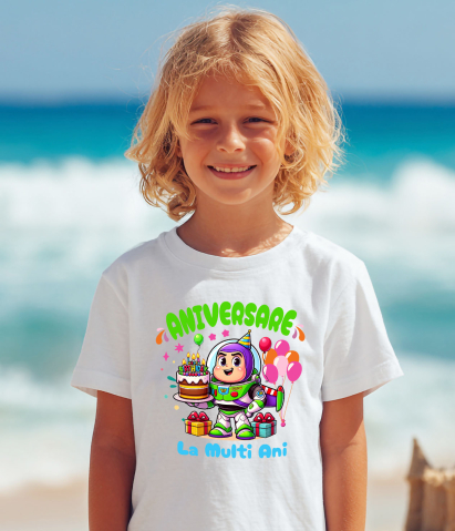 Tricou Copii cu Aniversare Stelara cu Buzz Lightyear 100% Bumbac, Alb, 12 Ani [3]