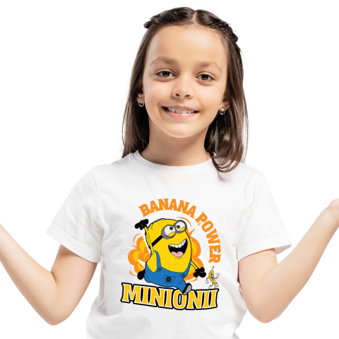 Tricou Copii cu Aventura Minionilor Pe Terenul Distracției 100% Bumbac, Alb, 8 Ani [1]