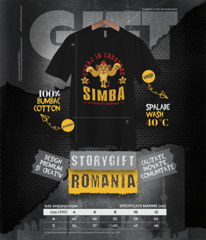 Tricou Copii cu Aventuri cu Simba 100% Bumbac, Negru, 10 Ani [5]