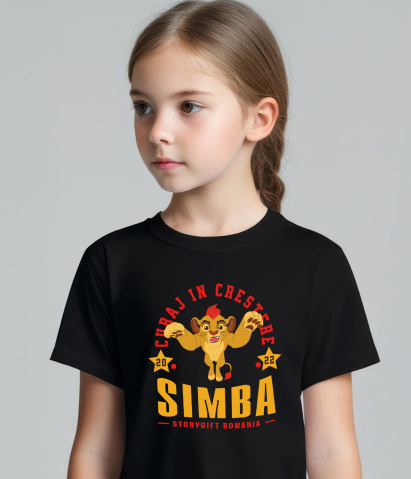 Tricou Copii cu Aventuri cu Simba 100% Bumbac, Negru, 10 Ani [2]