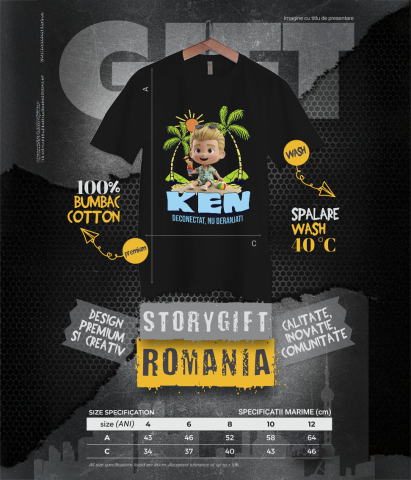 Tricou Copii cu Aventuri la Mare cu Ken 100% Bumbac, Negru, 8 Ani [5]