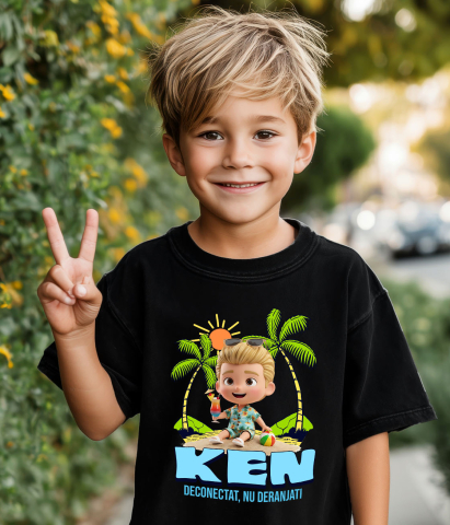 Tricou Copii cu Aventuri la Mare cu Ken 100% Bumbac, Negru, 8 Ani [2]