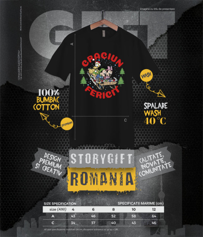 Tricou Copii cu Aventuri Minnie si Mickey Mouse in Spirit de Craciun 100% Bumbac, Negru, 12 Ani [5]