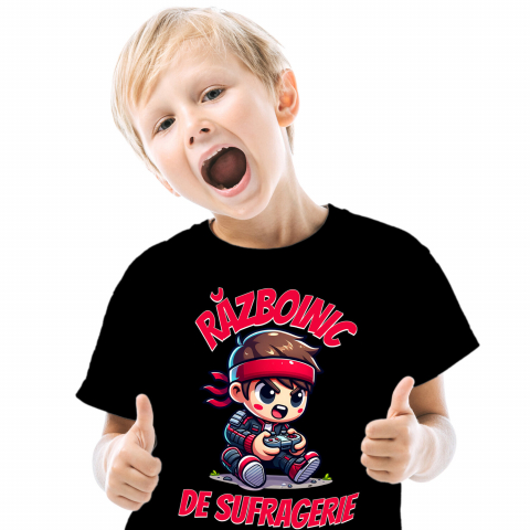 Tricou Femei, Barbati, Copii, Fata, Baiat, Unisex Personalizat Băiat Copil cu Manetă Jocuri Video „Razboinic de Sufragerie” - Cadou Personalizat pentru Gamerii Tineri