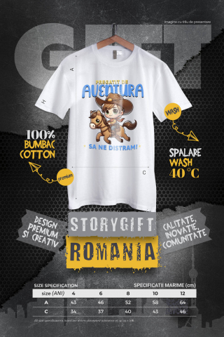 Tricou Femei, Barbati, Copii, Fata, Baiat, Unisex Personalizat Tricou Personalizat Băiat Cowboy – "Pregătit de Aventură, Să Ne Distram" | Cadou Amuzant pentru Copii și Tati [3]