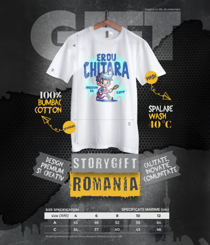 Tricou Femei, Barbati, Copii, Fata, Baiat, Unisex Personalizat Băiat Rockstar cu Chitara Roșie – Cadou Personalizat pentru Copii și Familie [5]