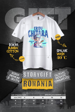 Tricou Femei, Barbati, Copii, Fata, Baiat, Unisex Personalizat Băiat Rockstar cu Chitara Roșie – Cadou Personalizat pentru Copii și Familie [3]