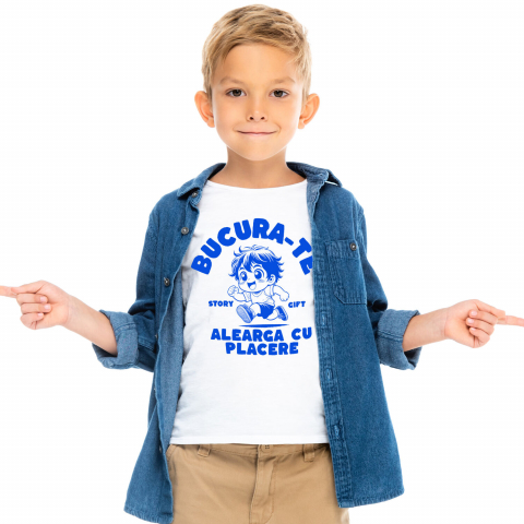 Tricou Femei, Barbati, Copii, Fata, Baiat, Unisex Personalizat Băiat Vesel în Alergare – Motivație și Sănătate [1]