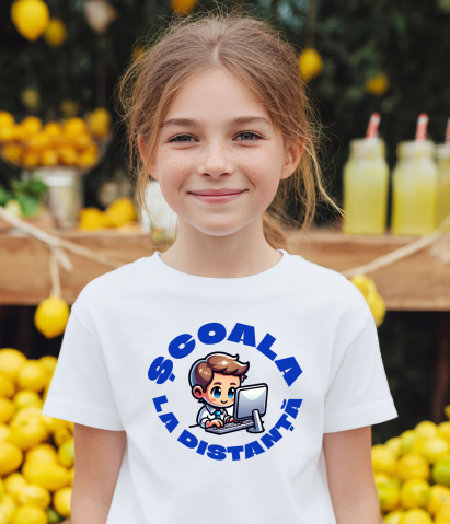 Tricou Femei, Barbati, Copii, Fata, Baiat, Unisex Personalizat Școala la Distanță – Învățătura Online pentru Copii | Educație Digitală [2]