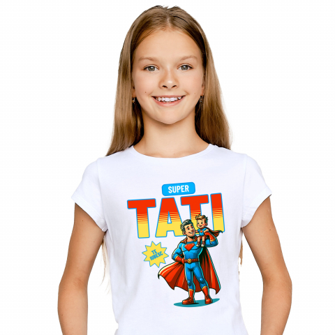 Tricou Femei, Barbati, Copii, Fata, Baiat, Unisex Personalizat Cadouri Personalizate Tata și Copii | Costum Superman, Eroul Meu, Iubire și Dragoste [1]