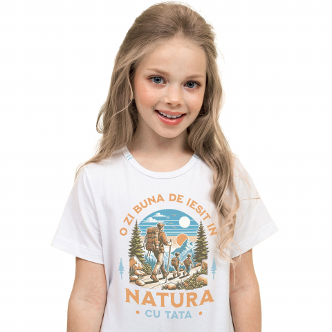 Tricou Femei, Barbati, Copii, Fata, Baiat, Unisex Personalizat Cadouri Personalizate pentru Tati și Copii | Aventuri în Natură și Apus de Soare [1]