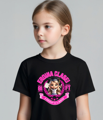 Tricou Copii cu Barbie Erou – Prima Zi De Scoala 100% Bumbac, Negru, 12 Ani [2]