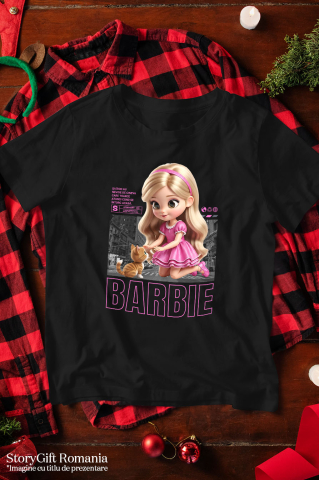 Tricou Copii cu Barbie si Pisicuta – Echipa Fermecata 100% Bumbac, Negru, 12 Ani [4]