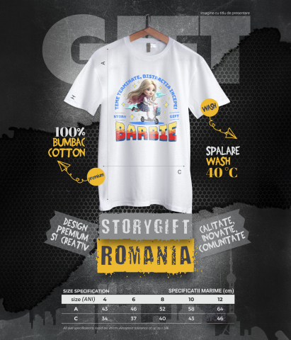 Tricou Copii cu Barbie: Skateboard Si Zambete 100% Bumbac, Alb, 12 Ani [5]