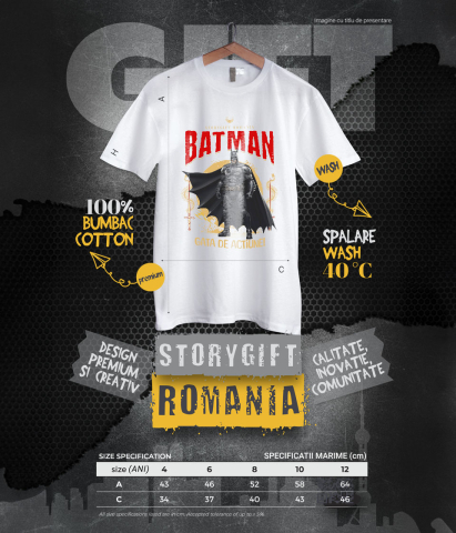 Tricou Copii cu Batman - Aventuri Întunecate și Magie Disney 100% Bumbac, Alb, 4 Ani [5]
