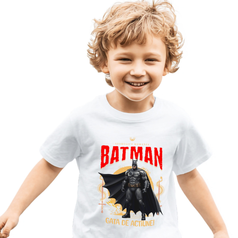Desene Animate - Tricou Copii cu Batman - Aventuri Întunecate și Magie Disney 100% Bumbac, Alb, 4 Ani