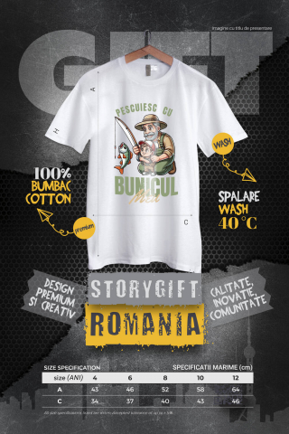 Tricou Femei, Barbati, Copii, Fata, Baiat, Unisex Personalizat „Pescuit cu Bunicul Meu - Cadou Personalizat pentru Familie, Bunici și Nepoți” [3]