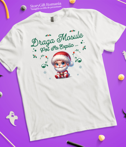 Tricou Femei, Barbati, Copii, Fata, Baiat, Unisex Personalizat Bebe în Costum Mos Crăciun cu Barba – Cadou Crăciun Perfect pentru Bebelusi [4]