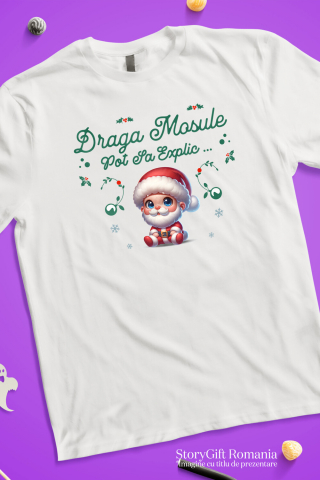 Tricou Femei, Barbati, Copii, Fata, Baiat, Unisex Personalizat Bebe în Costum Mos Crăciun cu Barba – Cadou Crăciun Perfect pentru Bebelusi [2]