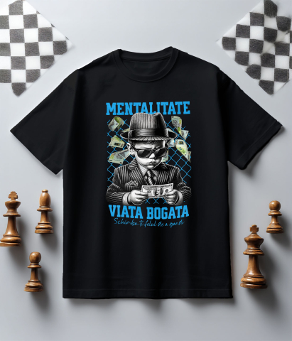 Tricou Femei, Barbati, Copii, Fata, Baiat, Unisex Personalizat Bebeluș în Costum Stil Mafiot cu Ochelari și Bancnotă – „Mentalitate Viață Bogată” – Cadou Personalizat pentru Familie, Tati, Copii, Prieteni [4]