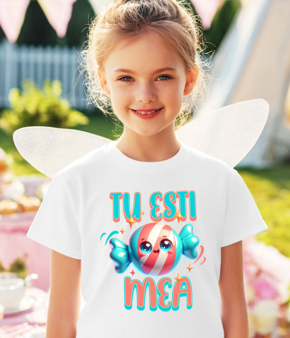 Tricou Femei, Barbati, Copii, Fata, Baiat, Unisex Personalizat Bomboană Rotundă Colorată Veselă - Cadou Dulce și Personalizat pentru Copii și Familie [2]