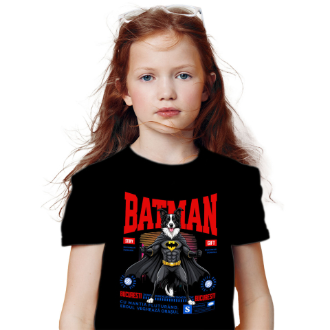 Tricou Femei, Barbati, Copii, Fata, Baiat, Unisex Personalizat Border Collie În Costum de Batman – Câine Supererou pentru Copii și Iubitorii de Animale [1]
