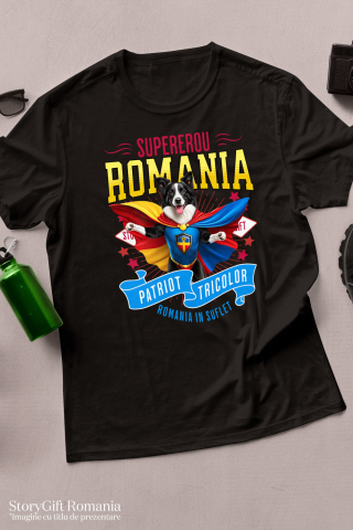 Tricou Femei, Barbati, Copii, Fata, Baiat, Unisex Personalizat Border Collie în Costum de Căpitan România – Cadou Personalizat pentru Iubitorii de Câini [2]