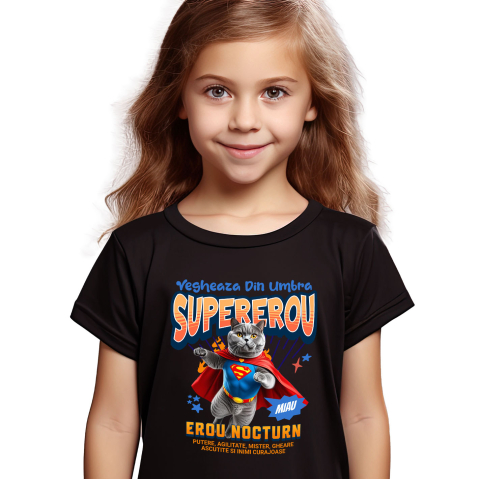 SuperEroi si Personaje TV - Tricou Femei, Barbati, Copii, Fata, Baiat, Unisex Personalizat Pisică British Shorthair în Costum de Superman – Cadouri Personalizate pentru Familie și Copii
