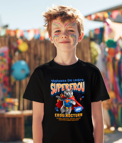 Tricou Femei, Barbati, Copii, Fata, Baiat, Unisex Personalizat Pisică British Shorthair în Costum de Superman – Cadouri Personalizate pentru Familie și Copii [3]