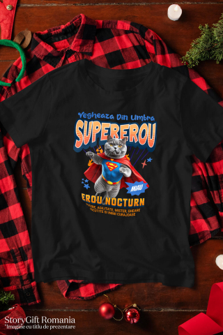 Tricou Femei, Barbati, Copii, Fata, Baiat, Unisex Personalizat Pisică British Shorthair în Costum de Superman – Cadouri Personalizate pentru Familie și Copii [2]