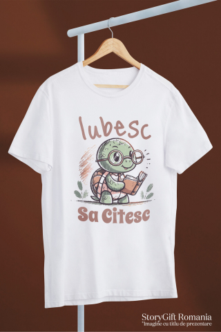 Tricou Femei, Barbati, Copii, Fata, Baiat, Unisex Personalizat Broască Țestoasă cu Carte și Ochelari de Soare | Iubesc Să Citesc [2]