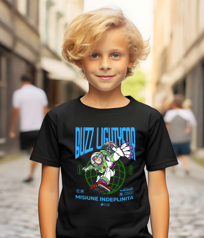 Tricou Copii cu Buzz Lightyear in Actiune 100% Bumbac, Negru, 8 Ani [3]
