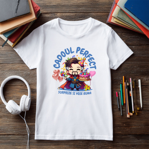Tricou Copii cu Cadou si Tort Doctor Strange – Bucurie la Aniversare 100% Bumbac, Alb, 10 Ani [4]