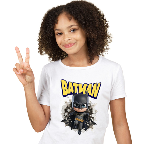 Tricou Copii cu Cadru Batman Aventuri in Gotham 100% Bumbac, Alb, 10 Ani [1]
