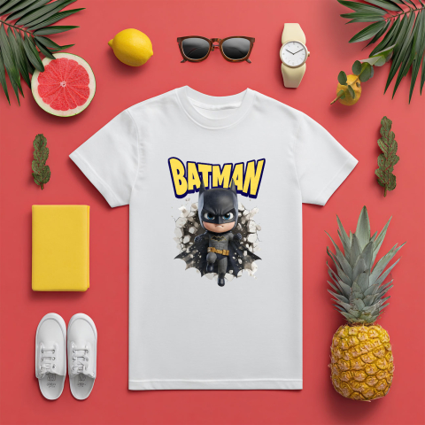 Tricou Copii cu Cadru Batman Aventuri in Gotham 100% Bumbac, Alb, 10 Ani [4]