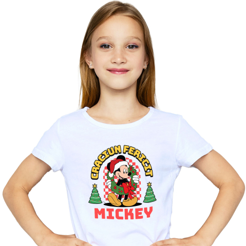 Tricou Copii cu Cadru Mickey Mouse Poveste de Craciun 100% Bumbac, Alb, 10 Ani [1]