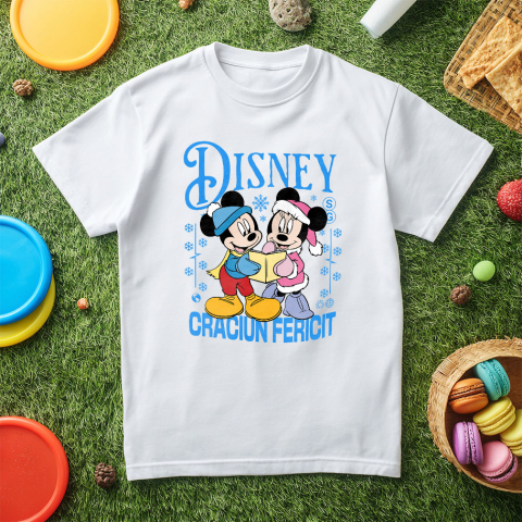 Tricou Copii cu Cadru Minnie si Mickey Poveste de Craciun 100% Bumbac, Alb, 6 Ani [4]