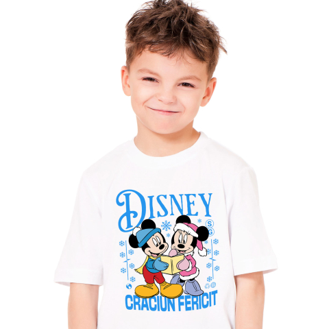 Tricou Copii cu Cadru Minnie si Mickey Poveste de Craciun 100% Bumbac, Alb, 6 Ani [0]
