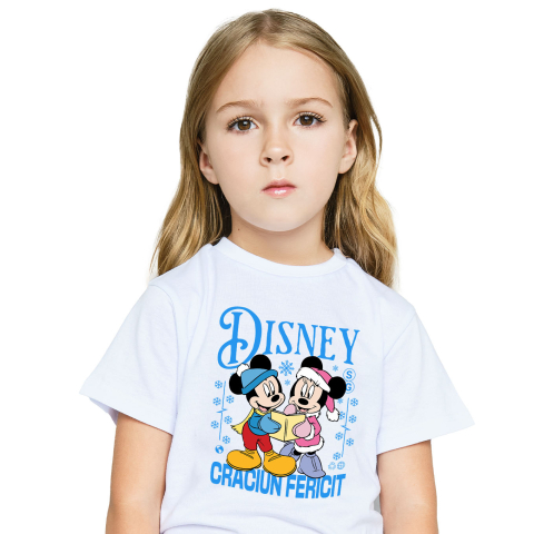 Tricou Copii cu Cadru Minnie si Mickey Poveste de Craciun 100% Bumbac, Alb, 6 Ani [1]