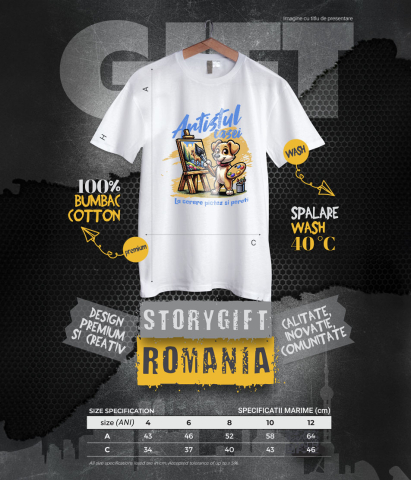 Tricou Femei, Barbati, Copii, Fata, Baiat, Unisex Personalizat „Câine Artist Tablou Canvas – Artistul Casei La Cerere – Pictură Personalizată Perete” [5]